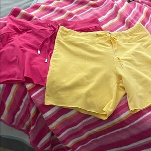 2 pair knit drawstring cutoff shorts.sz s/m super comfy and comfortable.